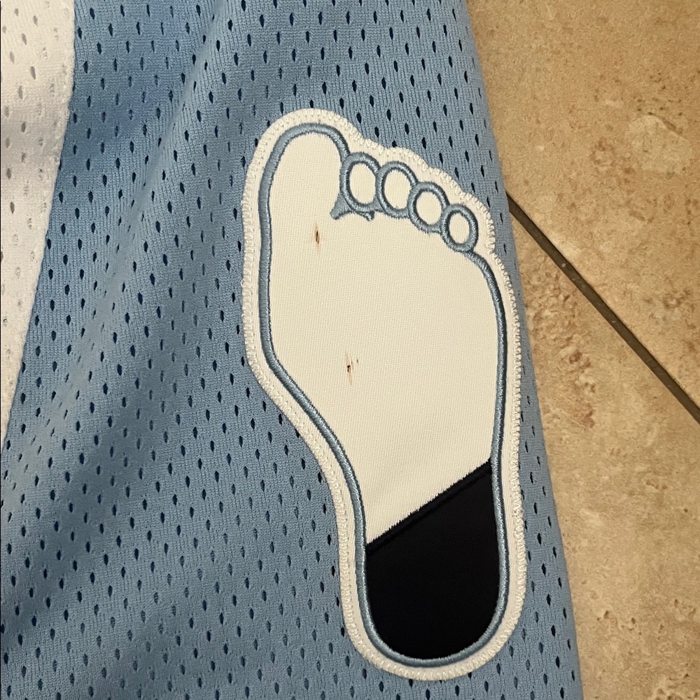 Men's White and Baby Blue North Carolina College Shorts - Picture 7 of 7